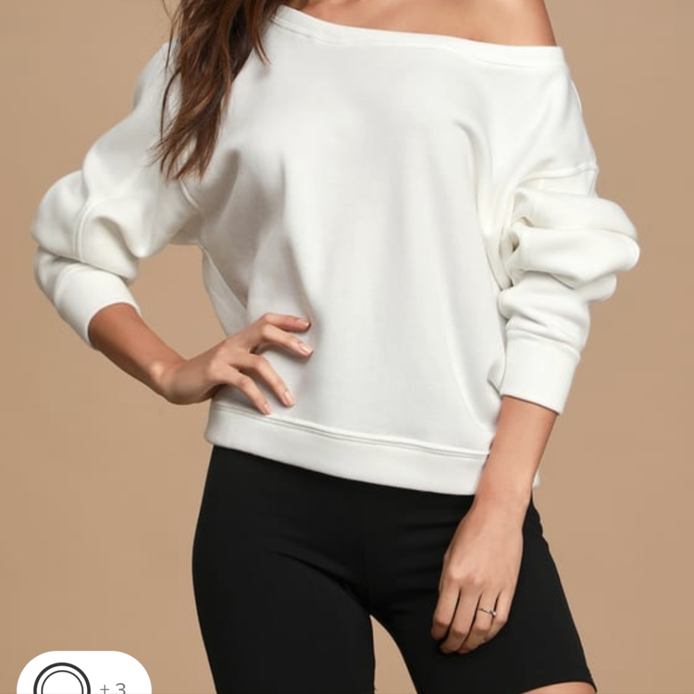 Lulu's Leisure White of the shoulder Sweater